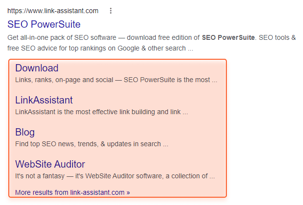 serp sitelinks