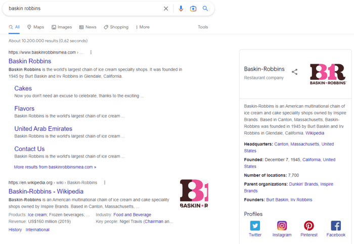 baskin robbins - mixed search intent