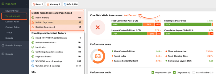 Core Web Vitals tech audit