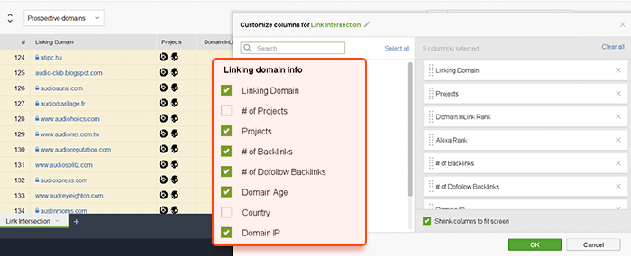 Add metrics to estimate the domains