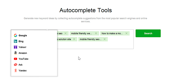 Rank Tracker Autocomplete Tools for keyword research