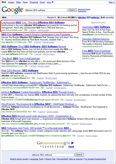 Google 'Effective SEO Software' Search Results