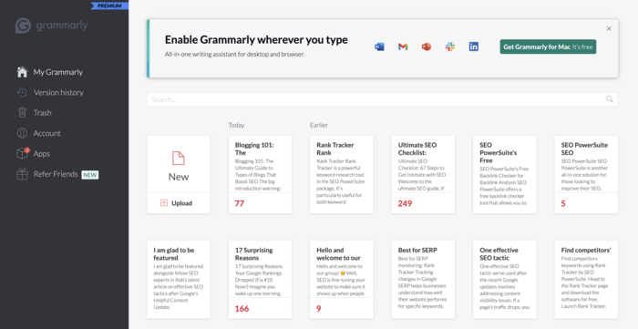 Grammarly interface