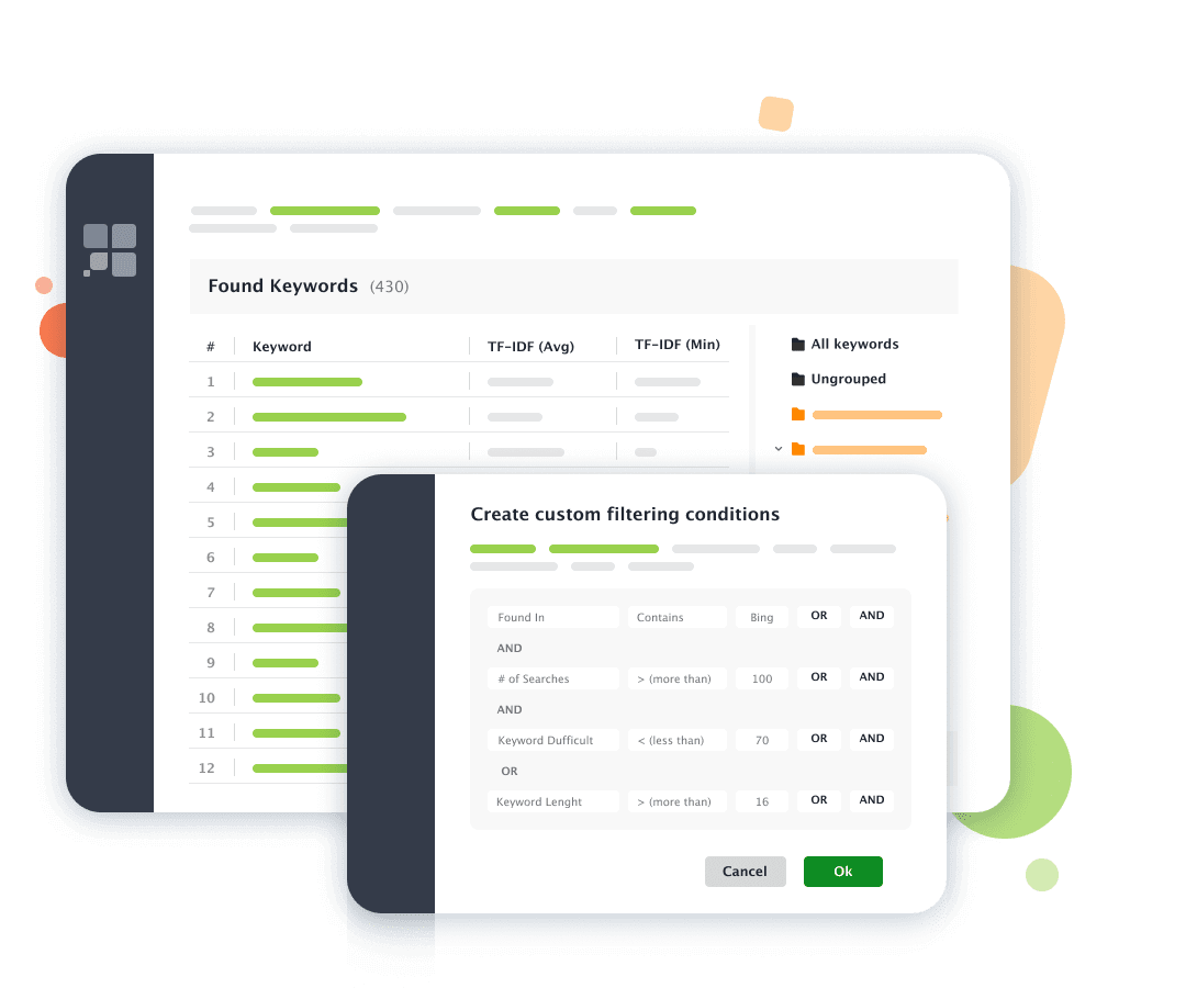 Use filtros rápidos e filtros negativos para reprogramar o processo de agrupamento de palavras-chave