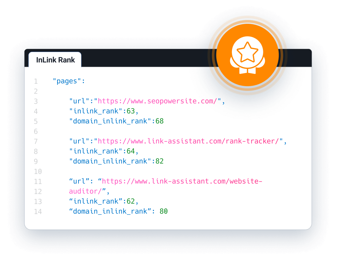 unique metrics by SEO PowerSuite's Backlink API: InLink Rank and Domain InLink Rank