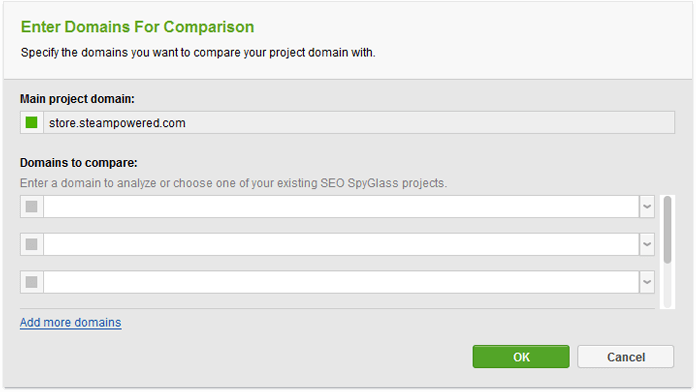 Add competitors for comparison in SEO Spyder