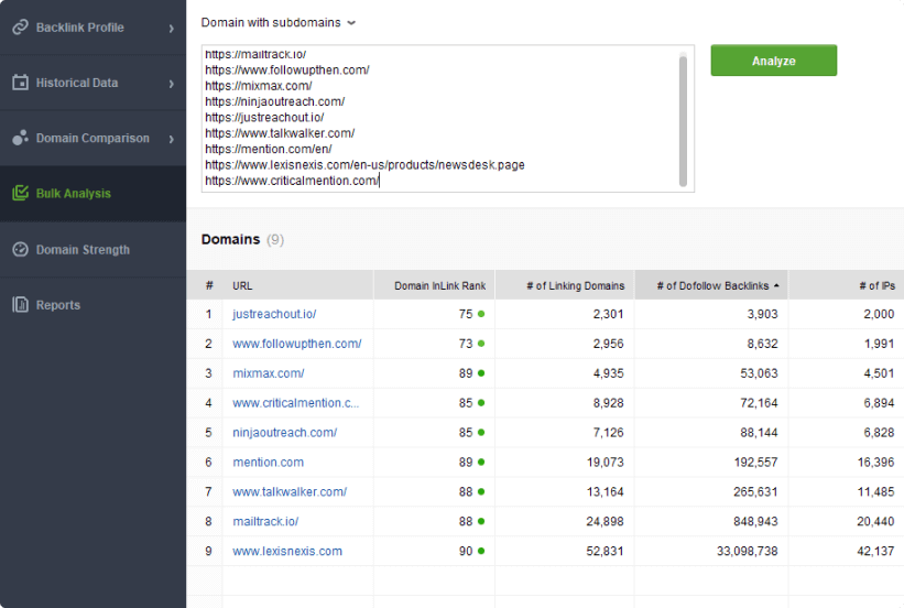 Spy on competitors' backlinks