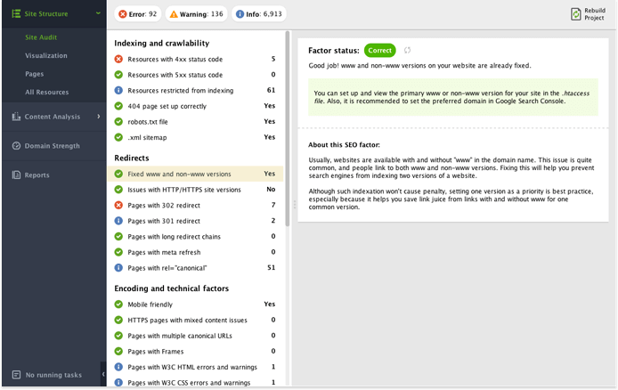 Running an audit on different versions of your website