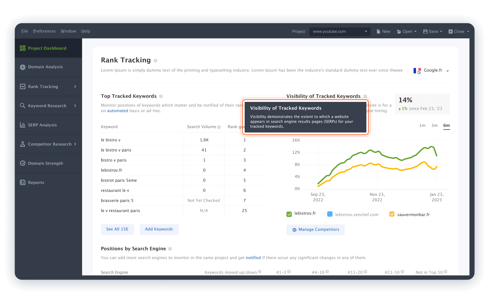 Tooltips in Rank Tracker Dashboards